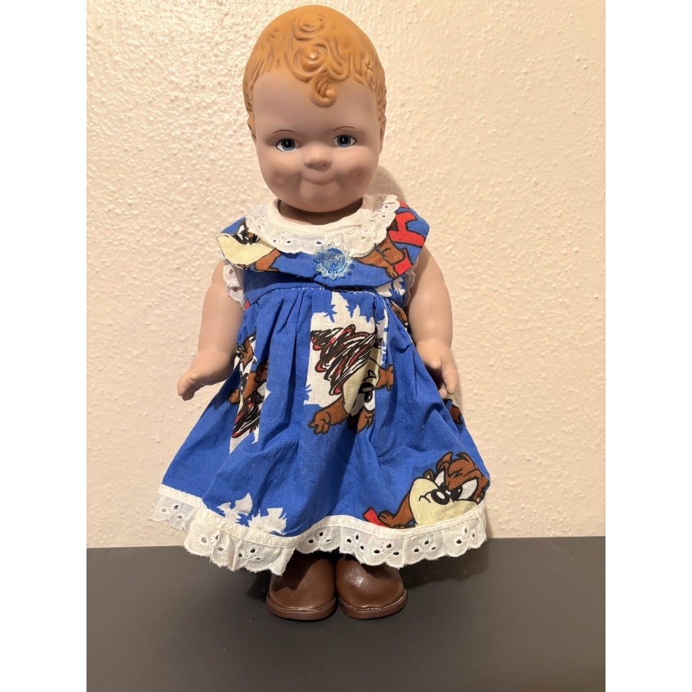 1991‎ Daisy Kingdom vinyl Baby Doll 12" Doll Blue Eyes Molded Hair W/ Handmade
